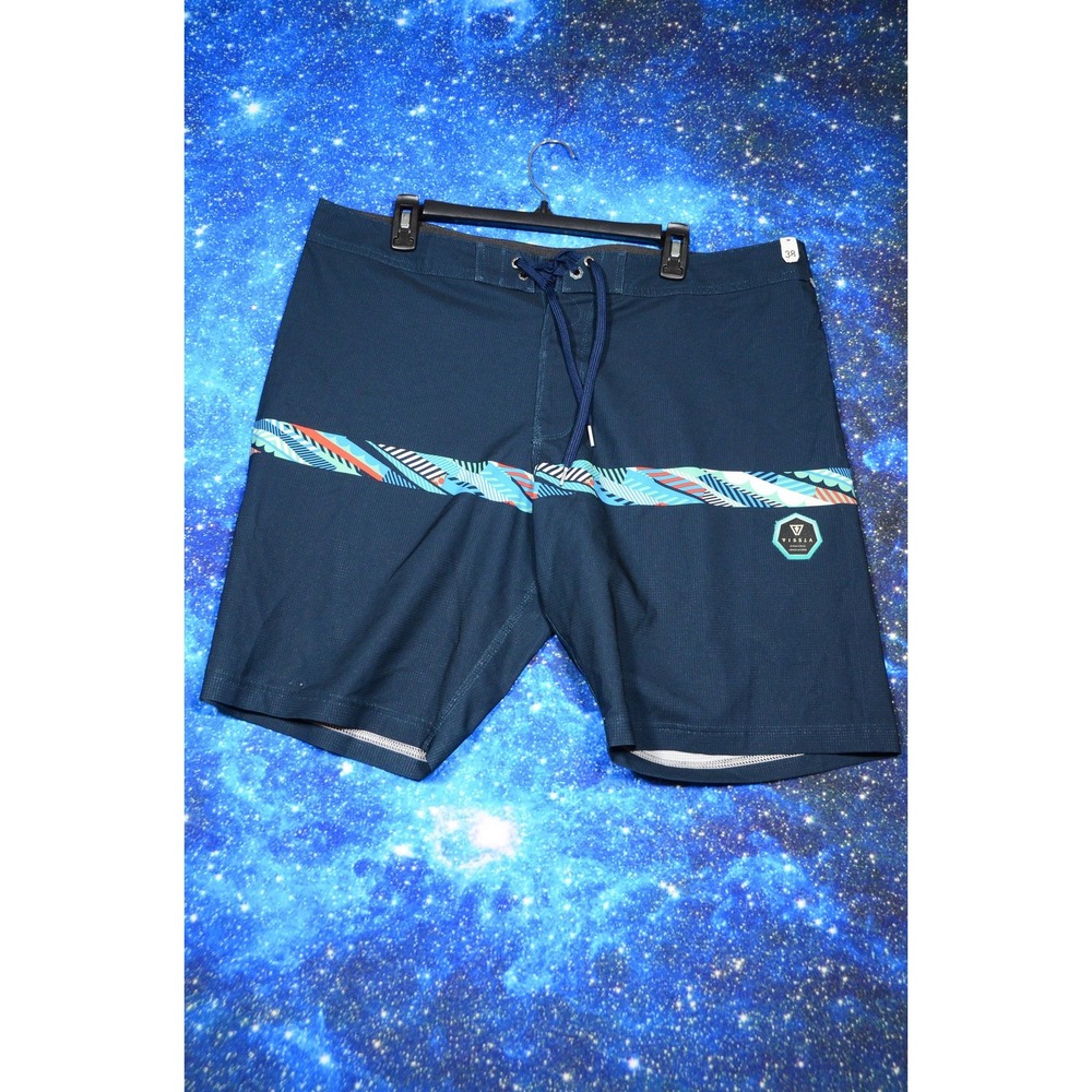 Vissla Shorts Mens 38 Navy Jason Woodside Boardshorts Swim Zip Pocket M1313JCS